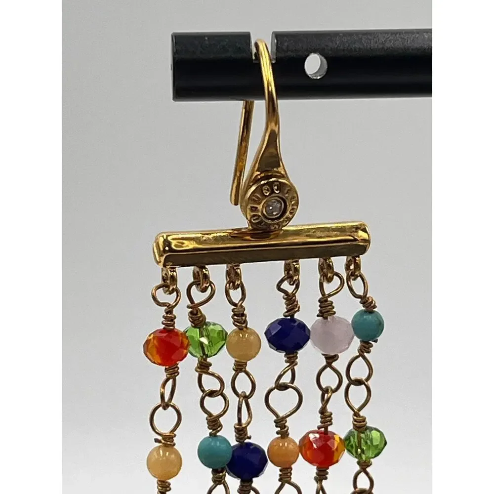 Henri Bendel Rainbow Multicolor‎ Bright Beaded Chandelier Pierced Earrings New